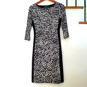 Lauren Ralph Lauren Essentials Sheath Dress Leopard Print Stretch Jersey Size 4